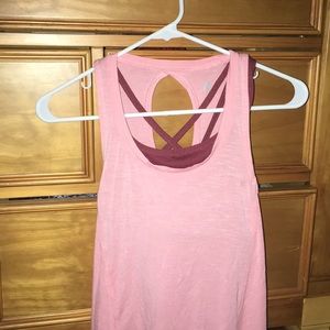 Backless exercise top with built in sports bra